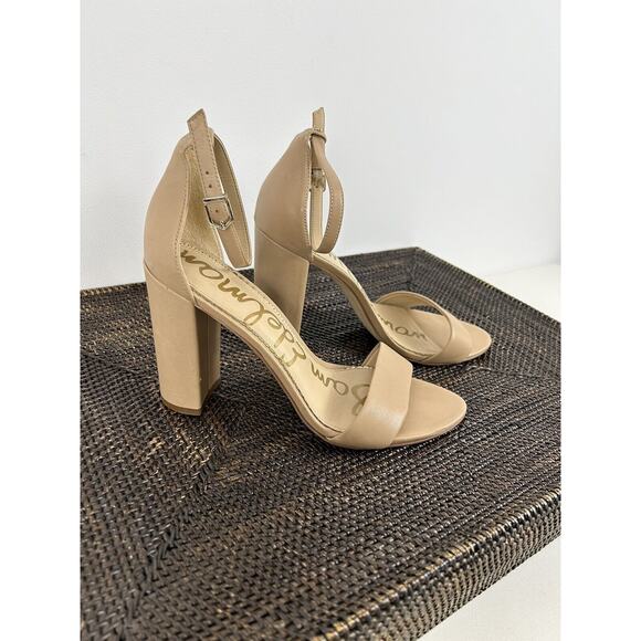 Sam Edelman Shoes - Sam Edelman‎ Womens Size 9M Yaro Ankle Strap Sandal Heel Classic Nude Leather